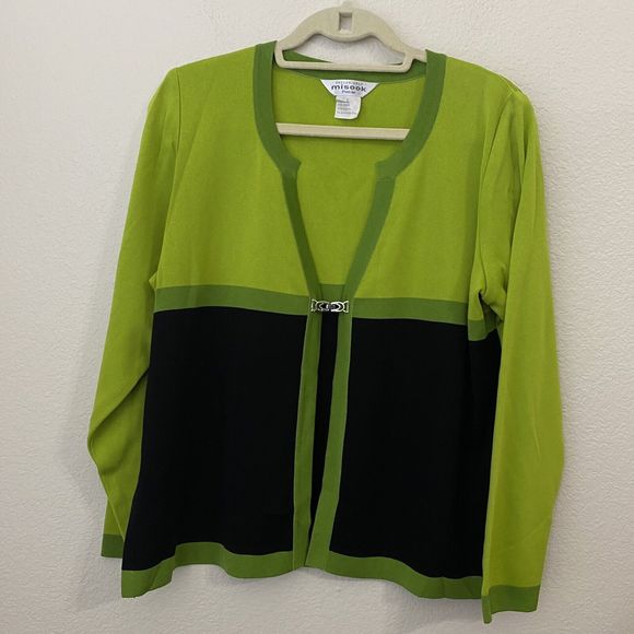 Misook Cardigan Womens Large Petite Knit Green - Picture 1 of 7